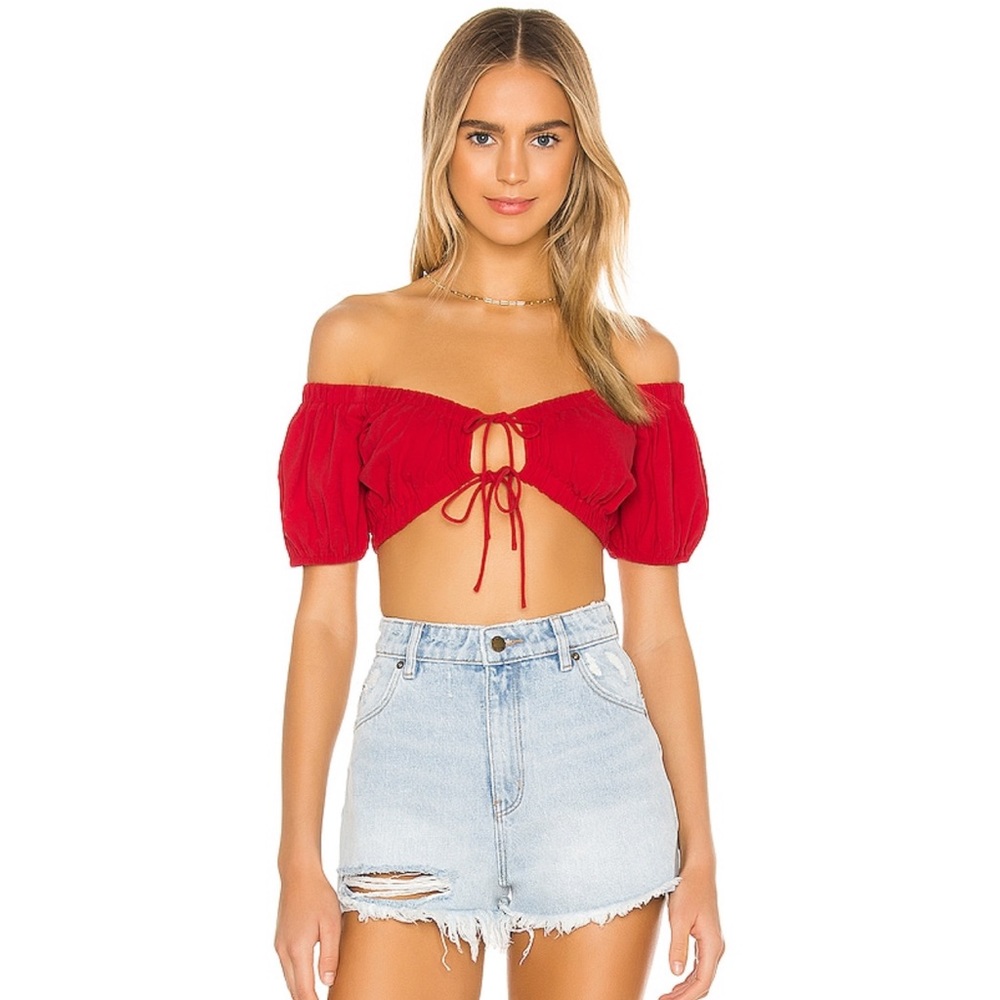 Lennie Tie Front Top in Red - Superdown - New with tags - size small